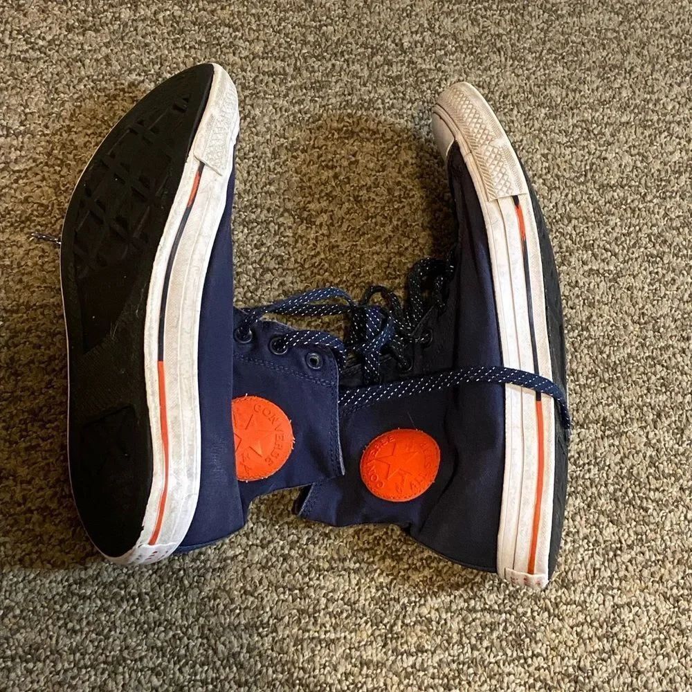 Converse 153793F Ws13 Ms 11Size Navy High-Top Sneakers with Bright Orange Patch - Picture 4 of 15
